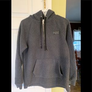 Fuzzy 1/4 zip pullover hoodie